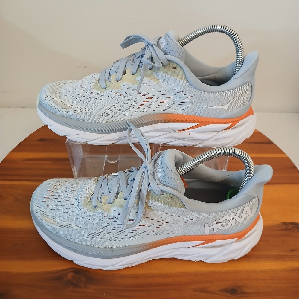 Hoka One One Clifton 8 Womens 7.5 Blue Running Shoes Sneakers 1119394 BFPA